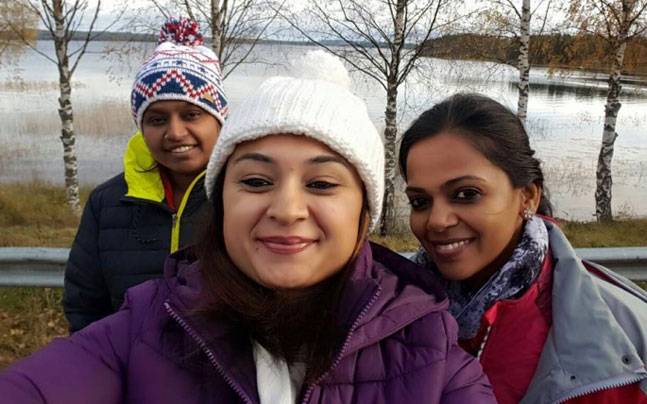 three women driving from New Delhi to London