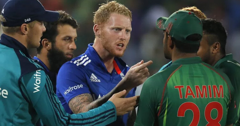 Ben Stokes and Tamim Iqbal fight