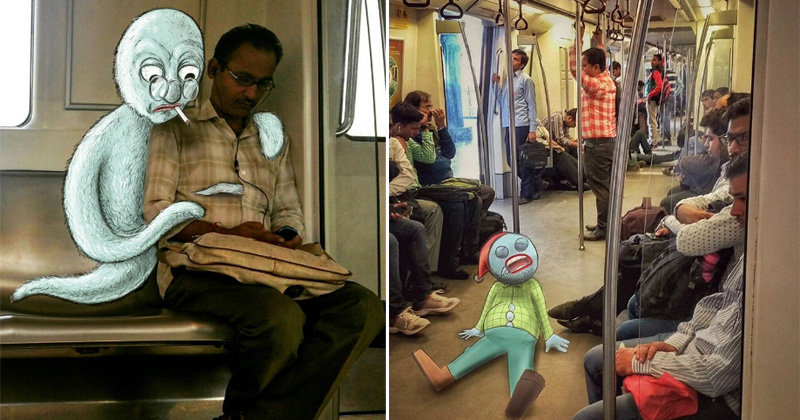 Doodles Monsters On Delhi Metro