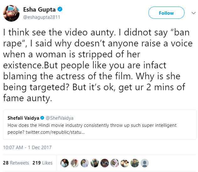 Esha Gupta Tweet