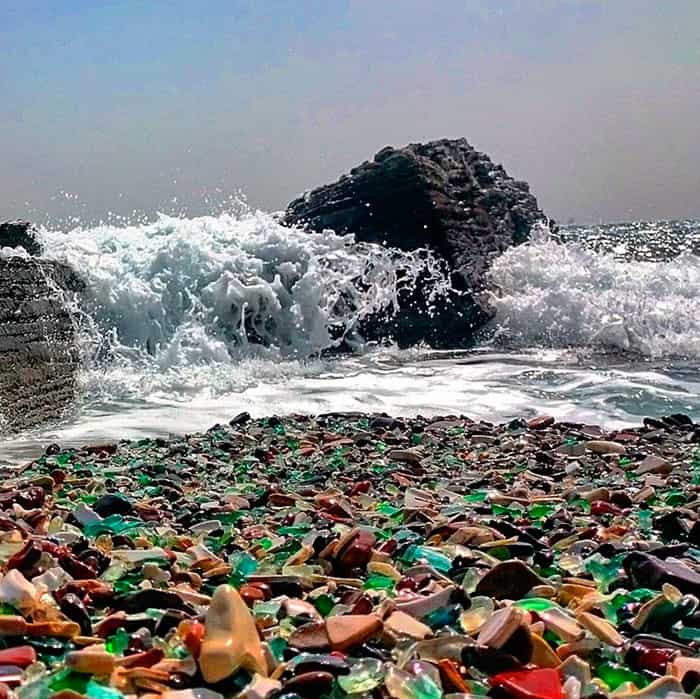 Ussuri Bay In Russia Has Turned Liquor Bottles Into Colorful Glass “pebbles” And It S Breathtaking