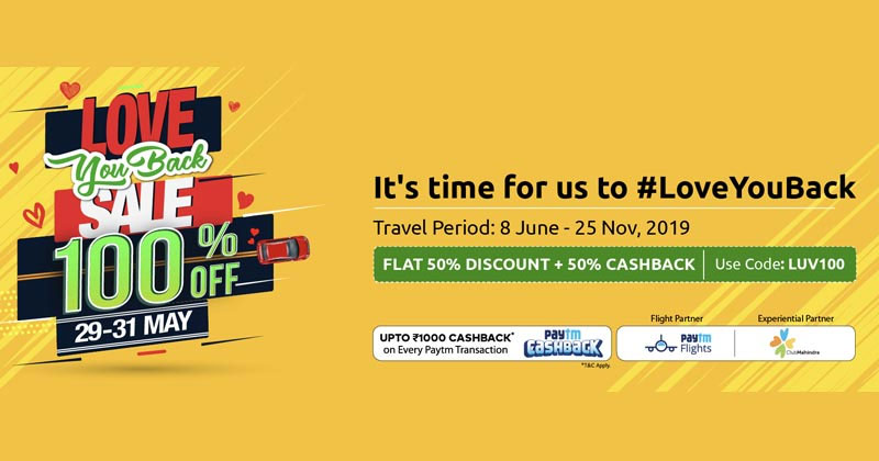 Zoomcar 100% Cash Back Offer