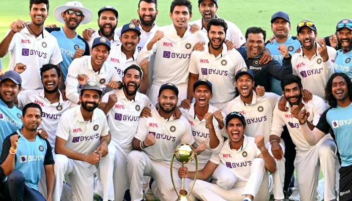 Team India With Test Series Trophy 2021 | Australia Vs India test series win 2021