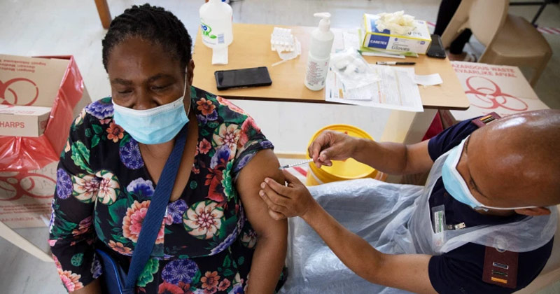 An South African Healthcare Worker Receiving a shot of Johnson & Johnson Covid 19 vaccine | Rise of covid cases in South Africa